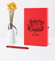 BK Gift Kişiye Özel Yılın En Seksi Sevgilisi Temalı Kırmızı Defter Kalem Seti