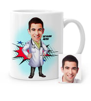 BK Gift Kişiye Özel Doktor Karikatür Beyaz Kupa Bardak  2