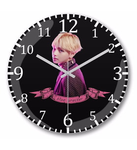 Bts V Bias  Wrecker Duvar Saati Bombeli Gercek Cam