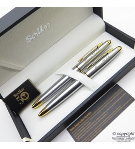 Scrikss 88 Gold Krom Dolma Kalem + Roller Kalem Seti  Scrikss Knight  İsme Özel Kalem  Hediye Kalem