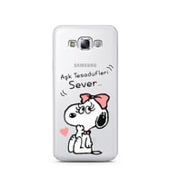 Snoopy Tasarımlı Süper Şeffaf Silikon Telefon Kılıfı Samsung E7