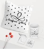 BK Gift Kişiye Özel İsimli Beyaz Kupa Ayna Yastık Seti - 4