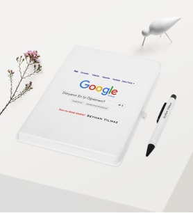 BK Gift Kişiye Özel Google Dünyanın En İyi Öğretmeni Temalı Beyaz Defter Kalem Hediye Seti - 1
