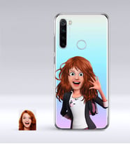 BK Gift Kişiye Özel Kadın Animasyon Karikatürlü Xiaomi Redmi Note 8 İnce Şeffaf Silikon Telefon Kapağı-5 (Beyaz)
