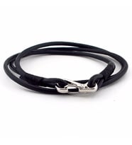 ÜÇ SIRALI SARMA METAL KANCALI SİYAH ORJİNAL DERİ BİLEKLİK BT360