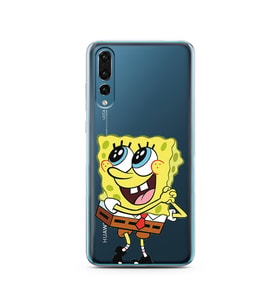 Süngerbob Tasarımlı Süper Şeffaf Silikon Telefon Kılıfı Huawei P20 Pro  