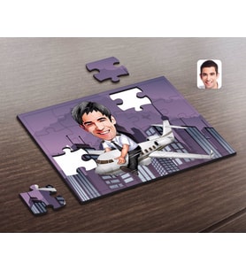 BK Gift Kişiye Özel Erkek Kaptan Pilot Karikatürlü Ahşap Puzzle-1