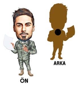 Kişiye Özel Asker Karikatürlü Ahşap Magnet Bay-3