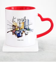 BK Gift Kişiye Özel Mesleki İç Mimar Kırmızı Kalpli Kupa Bardak  4