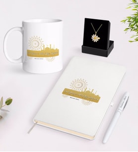 BK Gift Kişiye Özel Din Kültürü ve Ahlak Bilgisi Öğretmeni Beyaz Kupa Defter Kalem ve İsimli Papatya Kolye Hediye Seti-5 (Model 1)