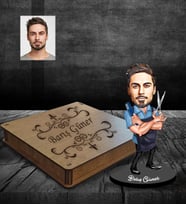 Kişiye Özel Berber Karikatürlü Ahşap Biblo Kutulu Bay-2