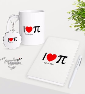 BK Gift Kişiye Özel Matematik Öğretmeni Kupa Anahtarlık Beyaz Defter Kalem Hediye Seti-12 (Model 1)