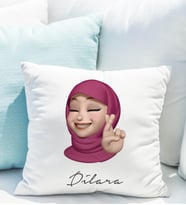 Emoji Kız Tesettürlü Stiker Yastığı Kişiye Özel