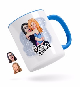 BK Gift Kişiye Özel Kız Kardeşler Karikatürlü Mavi Kupa Bardak-10
