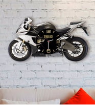 BK Gift Kişiye Özel Motosiklet Tasarımlı Ahşap Duvar Saati-8 (Beyaz)