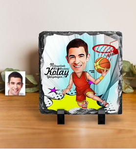 BK Gift Kişiye Özel Bay Basketbolcu Karikatürlü Dekoratif Doğal Taş  1