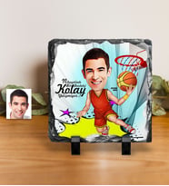 BK Gift Kişiye Özel Bay Basketbolcu Karikatürlü Dekoratif Doğal Taş  1