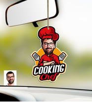 BK Gift Kişiye Özel Bay Chef Karikatürlü Ahşap Araba Dikiz Ayna Süsü-11 (Çok Renkli)