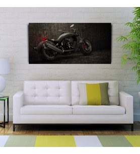 Siyah Motorsiklet Canvas Tablo (60X120) (Acı Kahve)