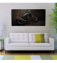 Siyah Motorsiklet Canvas Tablo (60X120) (Acı Kahve)