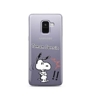 Snoopy Tasarımlı Süper Şeffaf Silikon Telefon Kılıfı Samsung A8 (2018)  