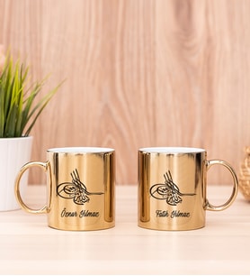 Osmanlı Tuğralı İkili Gold Kupa Bardak