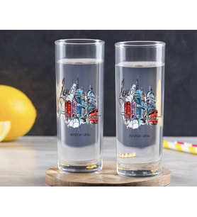 BK Gift Kişiye Özel Renkli Baskılı London Tasarımlı İkili Vodka Bardağı-4 (Beyaz)