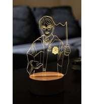 Harry Potter Hediye Gece Lambası Harry Potter Hediye Led Lamba Ahşap Taban 7 Farklı Işık Renkli