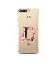Pembe Çiçekli Harf Tasarım Süper Şeffaf Silikon Telefon Kılıfı Huawei Y6 Prime 2