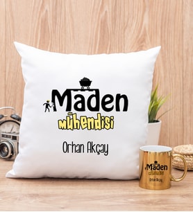 Maden Mühendisi Yastık ve Gold Kupa Bardak