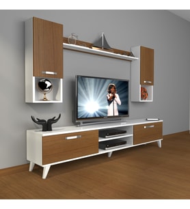 Decoraktiv Eko 5da Mdf Dvd Retro Tv Ünitesi Tv Sehpası (Beyaz - Ceviz)