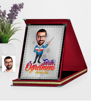 BK Gift Kişiye Özel Bay Öğretmen Karikatürlü Kırmızı Plaket  3