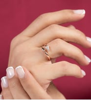 Mode Silver Renkli taşlı tasarım gümüş yüzük (Beyaz-Rose Gold)