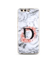 Mermer Çiçekli Harf Tasarım Süper Şeffaf Silikon Telefon Kılıfı Huawei P10  D-Ha