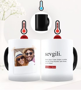 BK Gift Kişiye Özel Fotoğraflı Sevgili Anlamı Sihirli Kupa Bardak - 2 (Siyah)