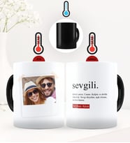 BK Gift Kişiye Özel Fotoğraflı Sevgili Anlamı Sihirli Kupa Bardak - 2 (Siyah)