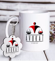 BK Gift Kişiye Özel Mesleki Avukat Beyaz Kupa ve Anahtarlık Hediye Seti-4 (Model 1)