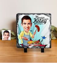 BK Gift Kişiye Özel Bay Mangalcı Karikatürlü Dekoratif Doğal Taş  1