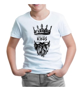 Live Like a King Beyaz Çocuk Tshirt