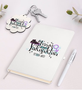 BK Gift Kişiye Özel Evin Yakışıklısı Beyaz Defter Kalem ve Anahtarlık Hediye Seti-1 (Model 1)