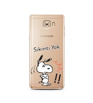 Snoopy Tasarımlı Süper Şeffaf Silikon Telefon Kılıfı Samsung C9 Pro