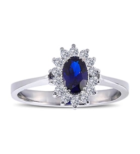 Lova Pırlantalı Oval Safir Anturaj Yüzük - 1030168