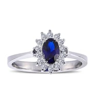Lova Pırlantalı Oval Safir Anturaj Yüzük - 1030168