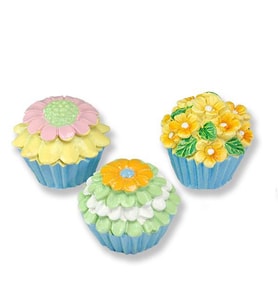 6 Adet Karışık Çiçekli Cupcake Biblo
