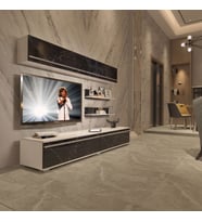 Decoraktiv Eko 5 Mdf Std Tv Ünitesi Tv Sehpası (Beyaz - Siyah Mermer)