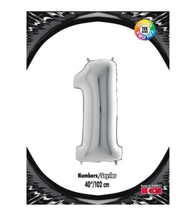 1 Rakam Kikajoy Gümüş Folyo Balon 102 cm (40 inch)