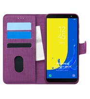 Microsonic Samsung Galaxy J6 Kılıf Fabric Book Wallet Mor