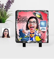 BK Gift Kişiye Özel Bayan Diş Hekimi Karikatürlü Dekoratif Doğal Taş  1