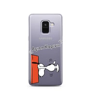 Snoopy Tasarımlı Süper Şeffaf Silikon Telefon Kılıfı Samsung A8 (2018)  