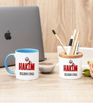 Hakim Mavi Kupa Bardak Ve Kalemlik Seti